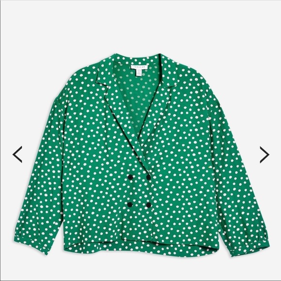 topshop green polka dot top